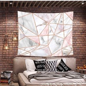 Wall tapestry pink, marble, gold, geometric